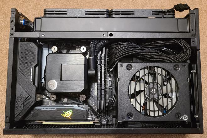 The inside of a very small computer